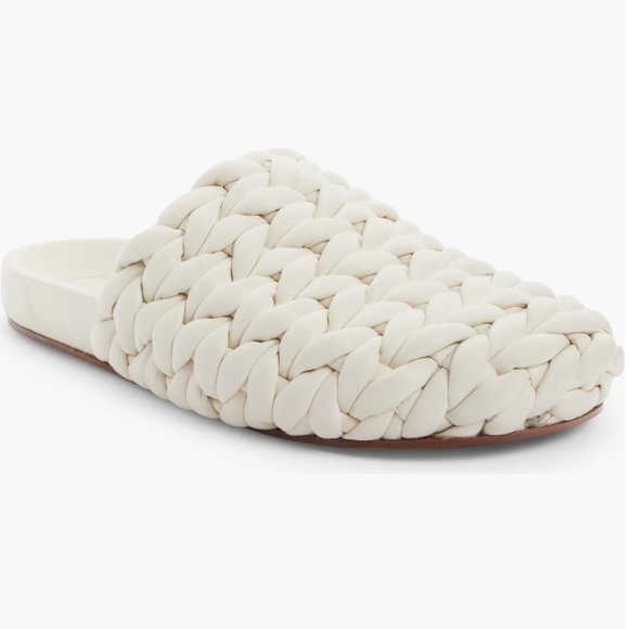 Chloe Shoes - Chloé Kacey Braided Leather Mule in Eggshell Cream
